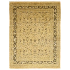 One of a Kind Oriental Silky Oushak Wool Hand Knotted Area Rug, Flax One of a Kind Oriental Silky Oushak Wool Hand Knotted Area Rug, Flax