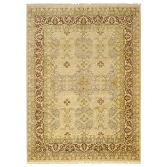 One-of-a-Kind Oriental Silky Oushak Wool Hand Knotted Area Rug, Flax