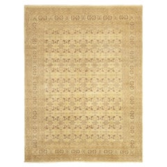 One-of-a-Kind Oriental Silky Oushak Wool Hand Knotted Area Rug, Flax