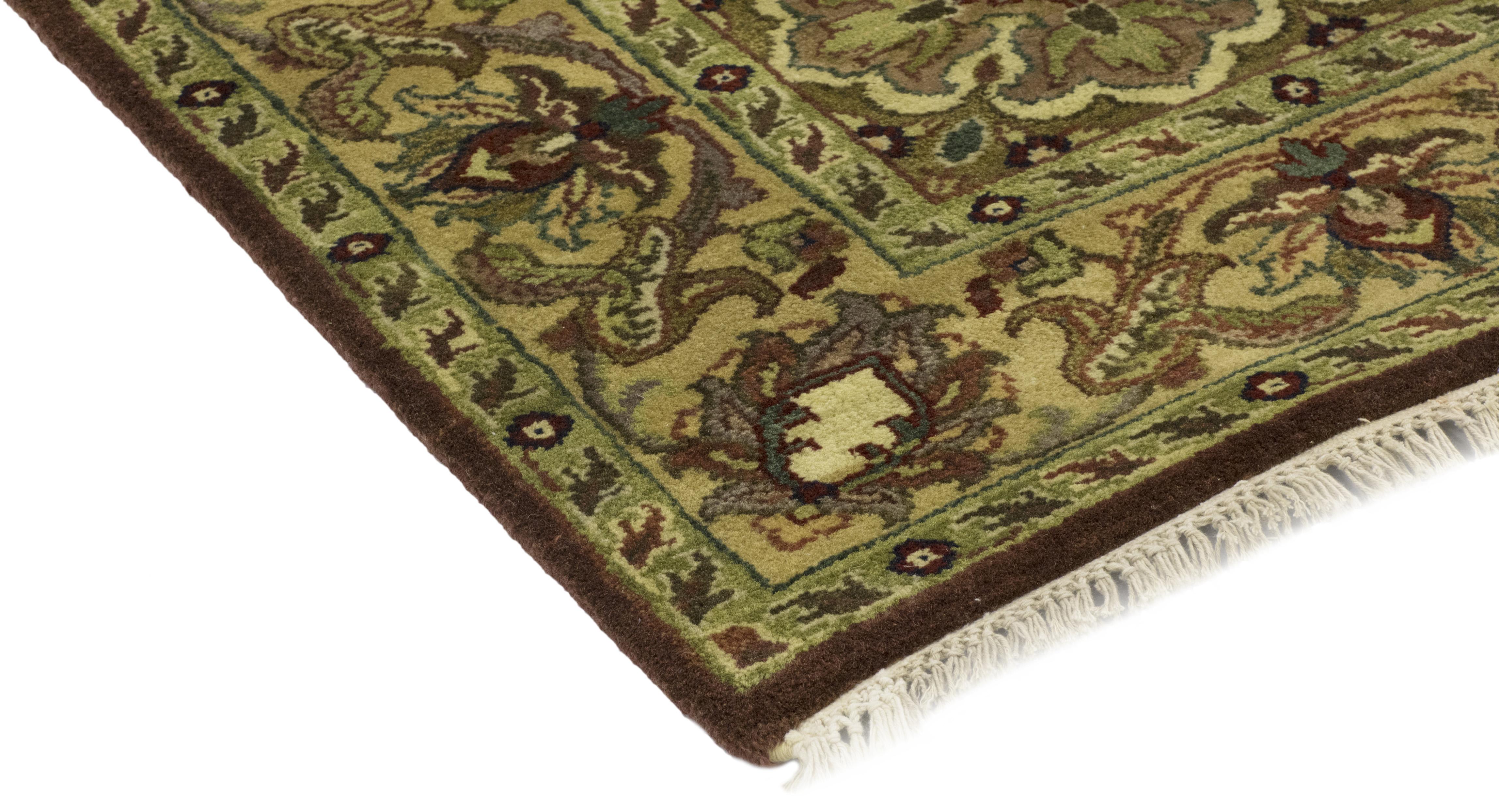 Color: Brown - Made in: India. 100% wool. Originating centuries ago in what is now Turkey, Oushak rugs have long been sought after for their intricate patterns, lush yet subtle colors, and soft luster. These rugs continue that tradition. Hand