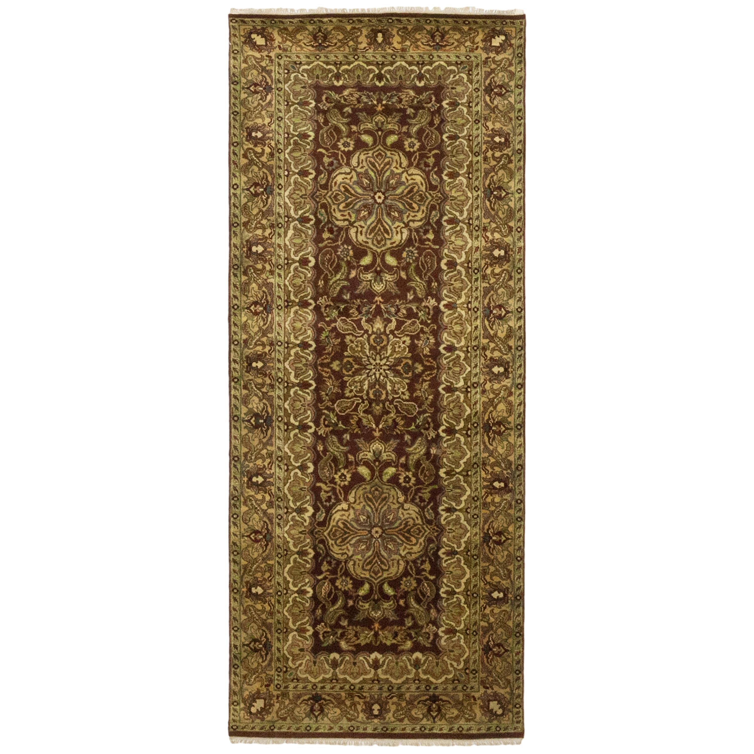 One-of-a-Kind Oriental Silky Oushak Wool Hand Knotted Runner, Hickory