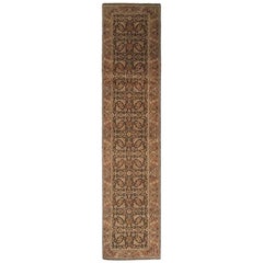 One-of-a-Kind Oriental Silky Oushak Wool Hand Knotted Runner, Navy
