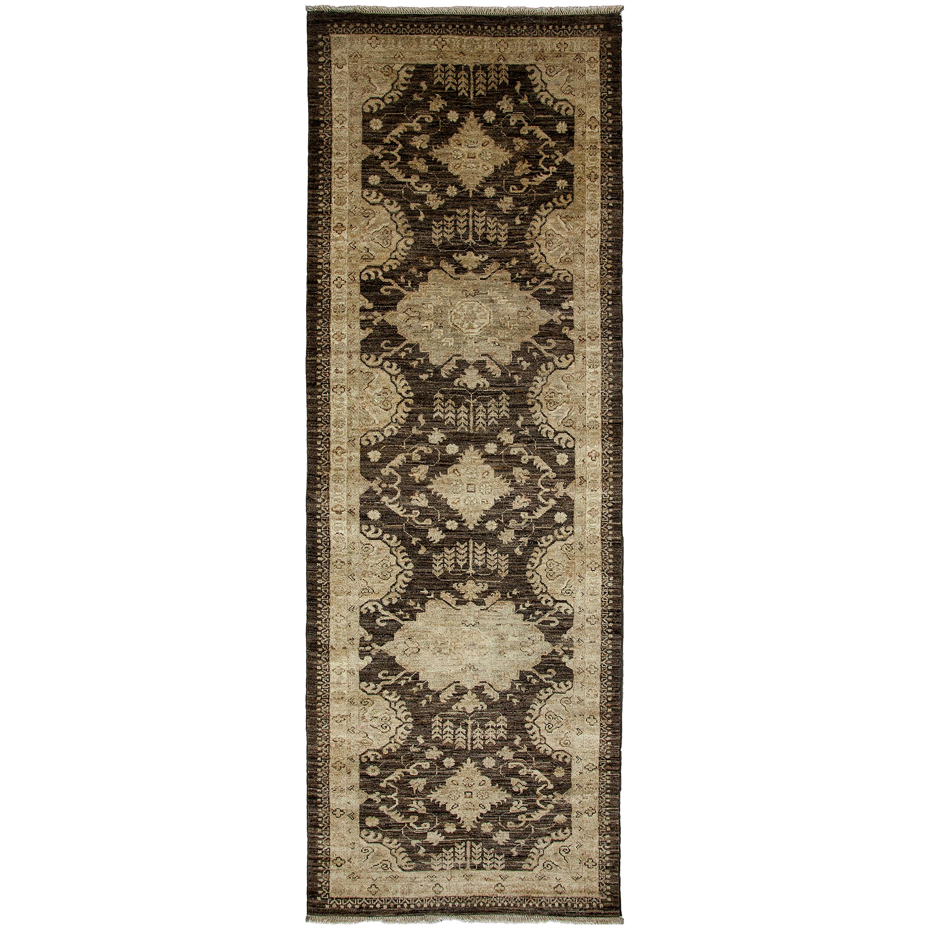 One-of-a-Kind Oriental Silky Oushak Wool Hand Knotted Runner, Shadow