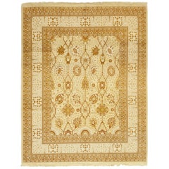 One-of-a-Kind Oriental Silky Oushak Wool Handmade Area Rug, Flax One-of-a-Kind Oriental Silky Oushak Wool Handmade Area Rug, Flax