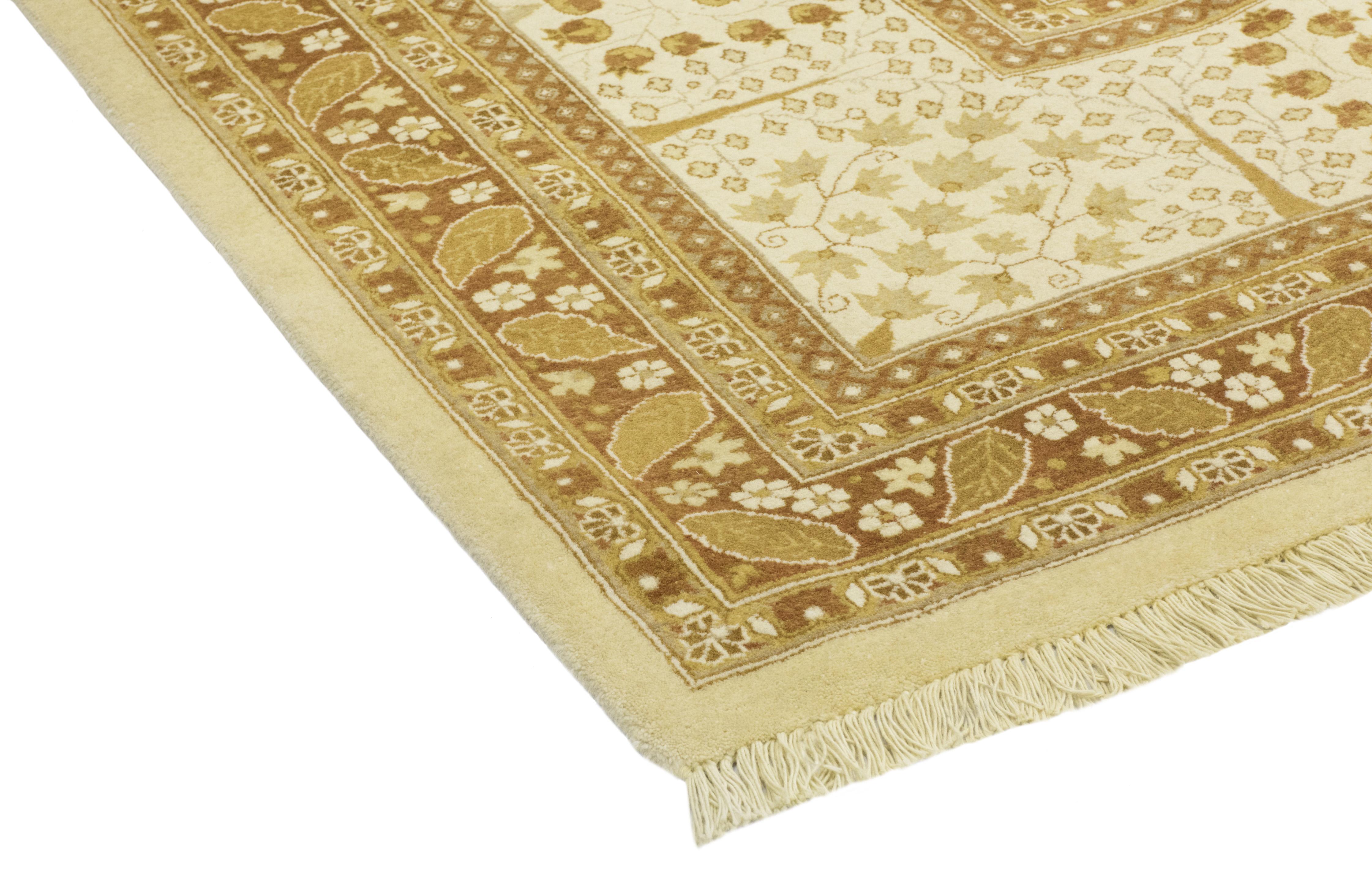 Color: Beige - Made in: Pakistan. 100% wool, measures: 8' 3 x 10' 3. Originating centuries ago in what is now Turkey, Oushak rugs have long been sought after for their intricate patterns, lush yet subtle colors, and soft luster. These rugs continue