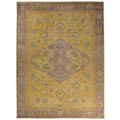 One-of-a-Kind Oriental Silky Oushak Wool Handmade Area Rug, Ochre One-of-a-Kind Oriental Silky Oushak Wool Handmade Area Rug, Ochre