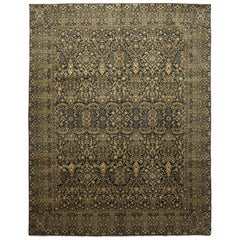 One of a Kind Oriental Silky Oushak Wool Handmade Area Rug, Onyx