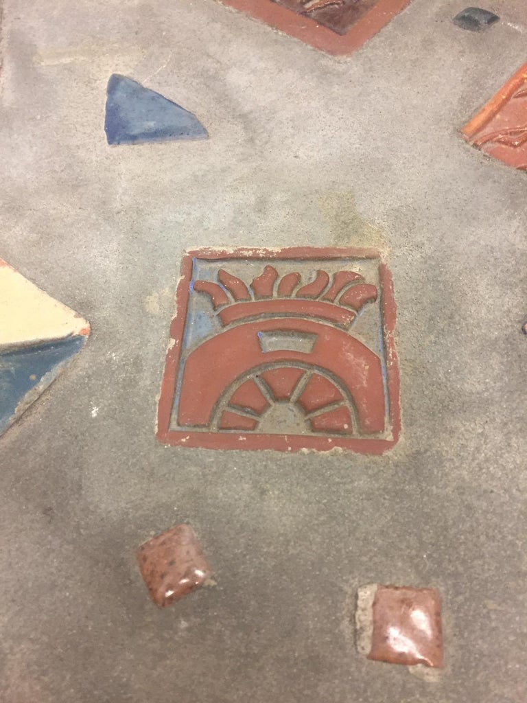 One of a Kind Original Mercer Tile Coffee Cocktail Table with Cast Iron