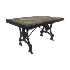 One of a Kind Original Mercer Tile Coffee Cocktail Table with Cast Iron Base