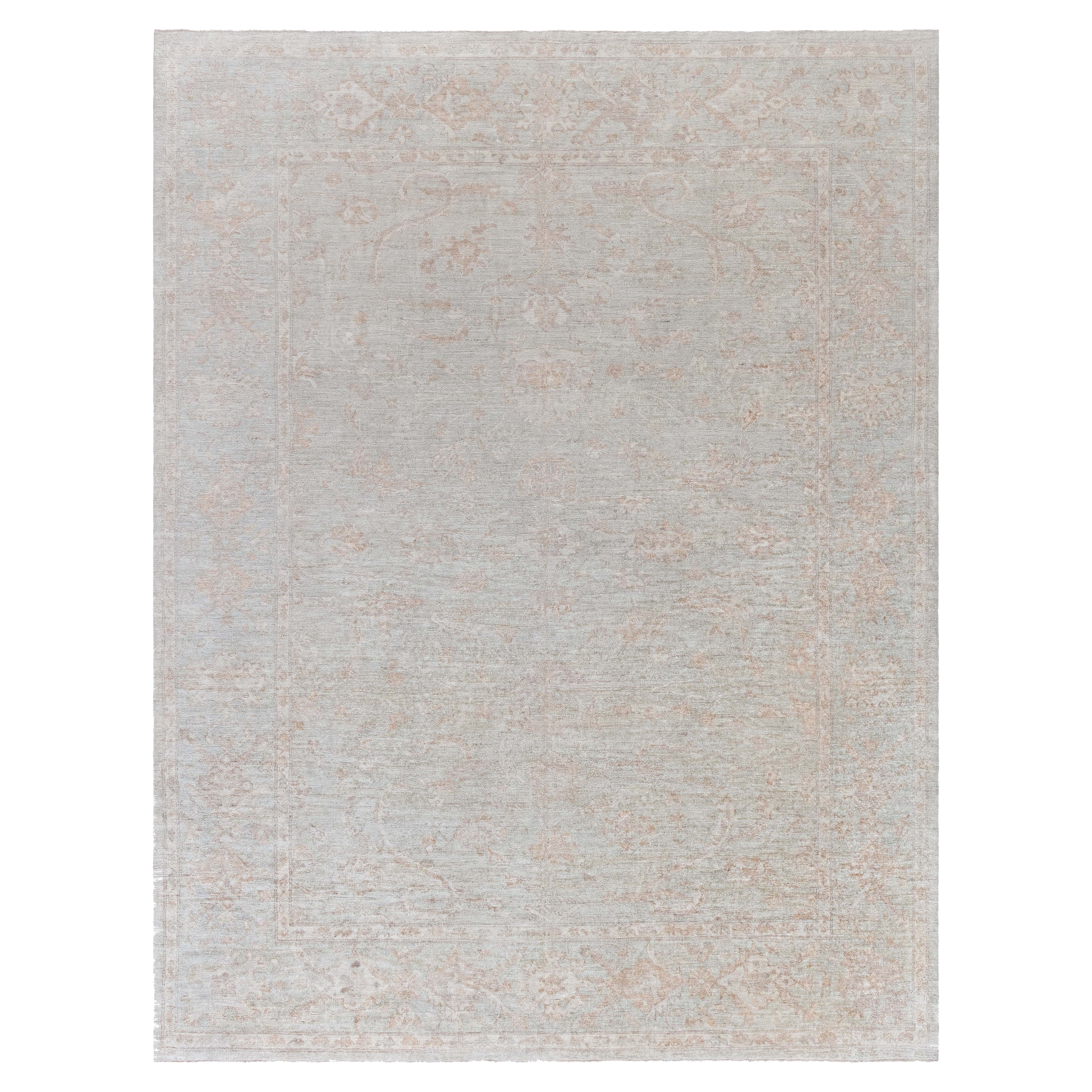 One-of-a-kind Oushak Beige and Brown Handmade Wool Rug by Doris Leslie Blau For Sale