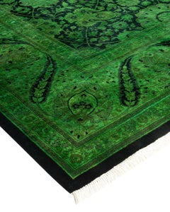 Overdyed Hand-Knotted Wool Area Rug, Black Vibrance, 8'1\"x10'6\"