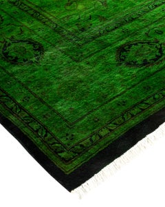 Overdyed Hand-Knotted Wool Area Rug, Black Vibrance, 8'1\"x10'7\"