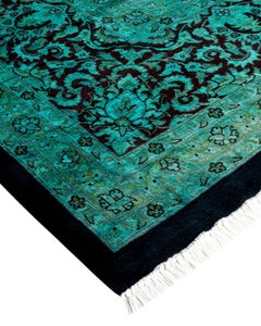Overdyed Hand-Knotted Wool Area Rug, Black, 9' 10" x 13' 7", Pakistan