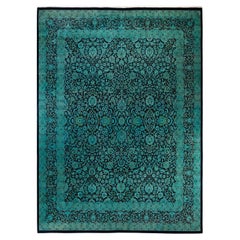 Overdyed Hand Knotted Wool Black Area Rug