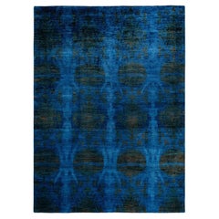 Alfombra de lana teñida a mano azul