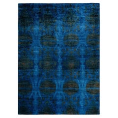 Overdyed Hand Knotted Wool Blue Area Rug