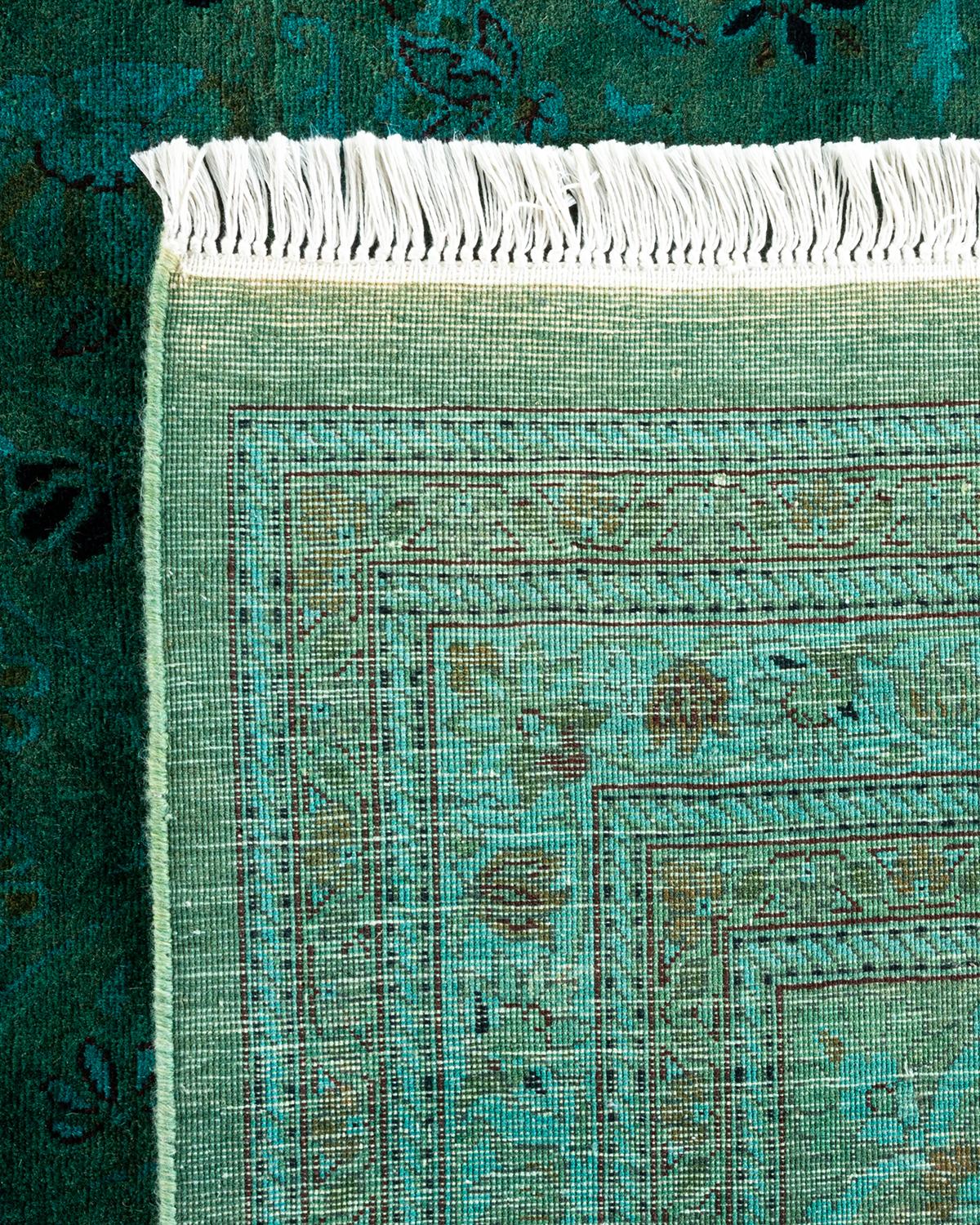 Overdyed Hand Knotted Wool Green Area Rug In New Condition For Sale In Norwalk, CT