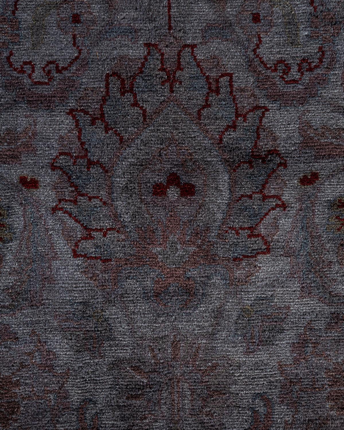Pakistani Overdyed Hand Knotted Wool Light Gray Area Rug For Sale