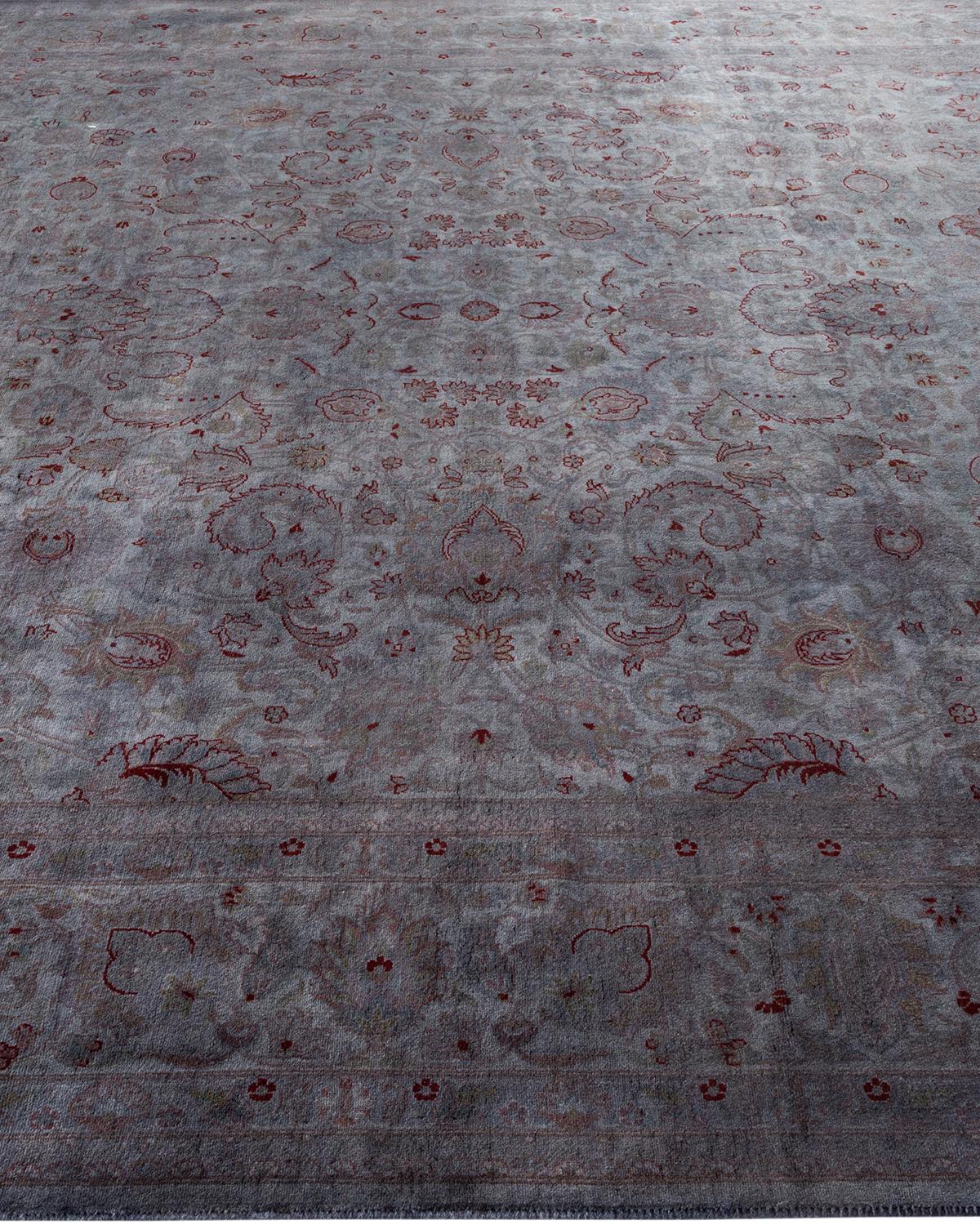 Overdyed Hand Knotted Wool Light Gray Area Rug In New Condition For Sale In Norwalk, CT