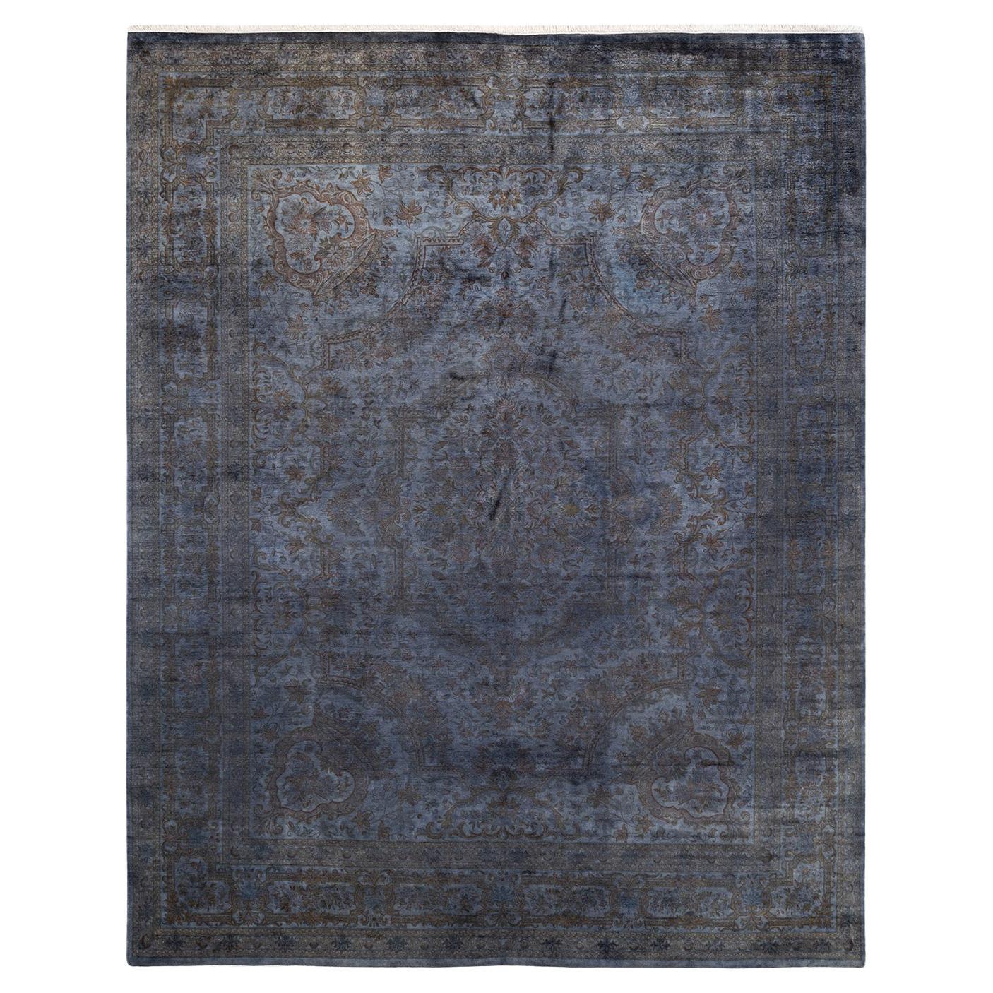 One of a Kind Overdyed Hand Knotted Wool Light Gray Area Rug