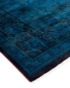 Overdyed Hand Knotted Wool Red Area Rug