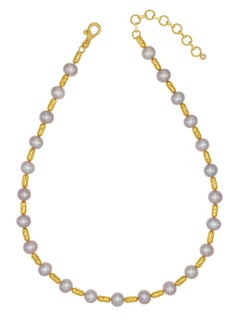 One-of-a-Kind Oyster Gold All Around Necklace Gold Tube Beads & Freshwater Pearl