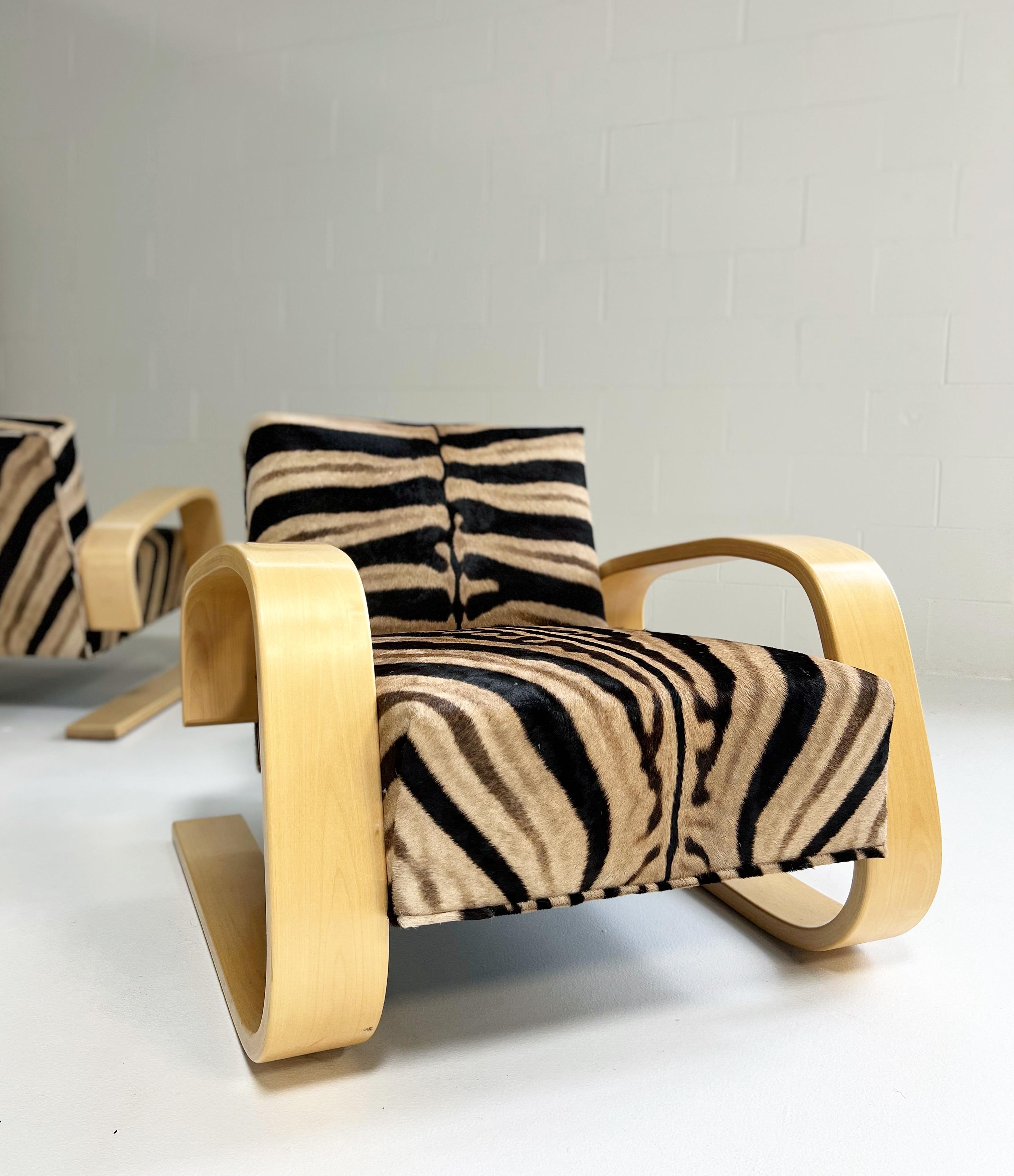 Zebra Hide One-of-a-Kind Pair of Alvar Aalto Model 400 