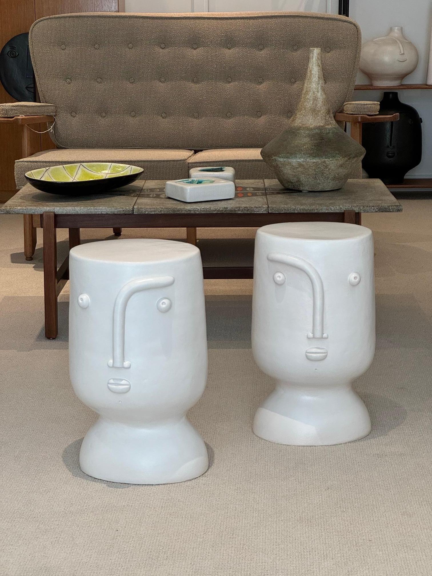 One of a Kind Pair of Ceramic Stools or Side TablescSigned by Dalo 1