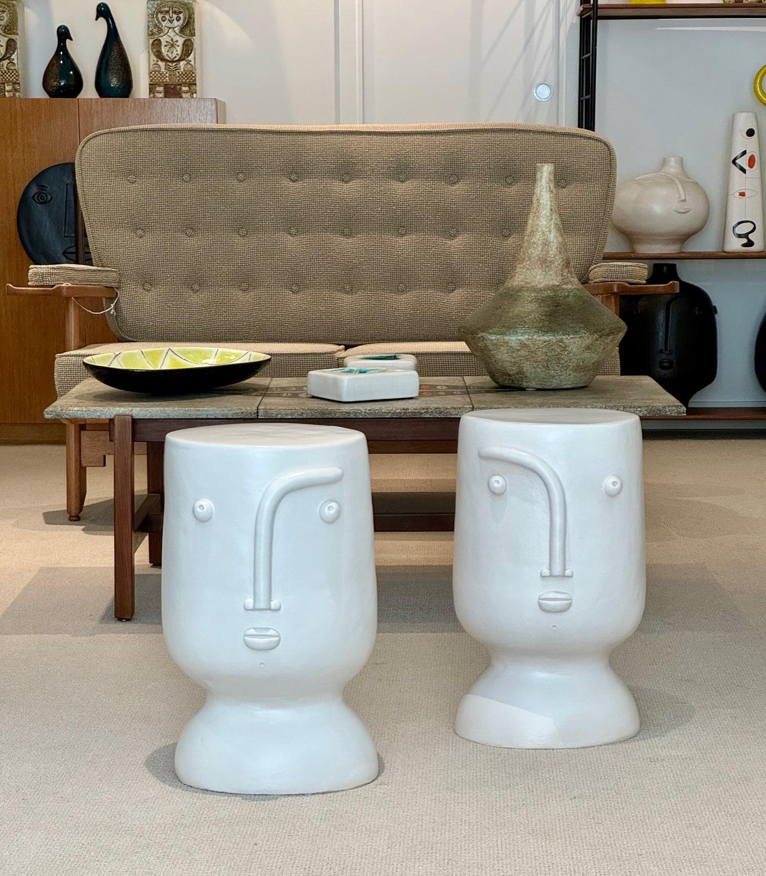 One of a Kind Pair of Ceramic Stools or Side TablescSigned by Dalo 2