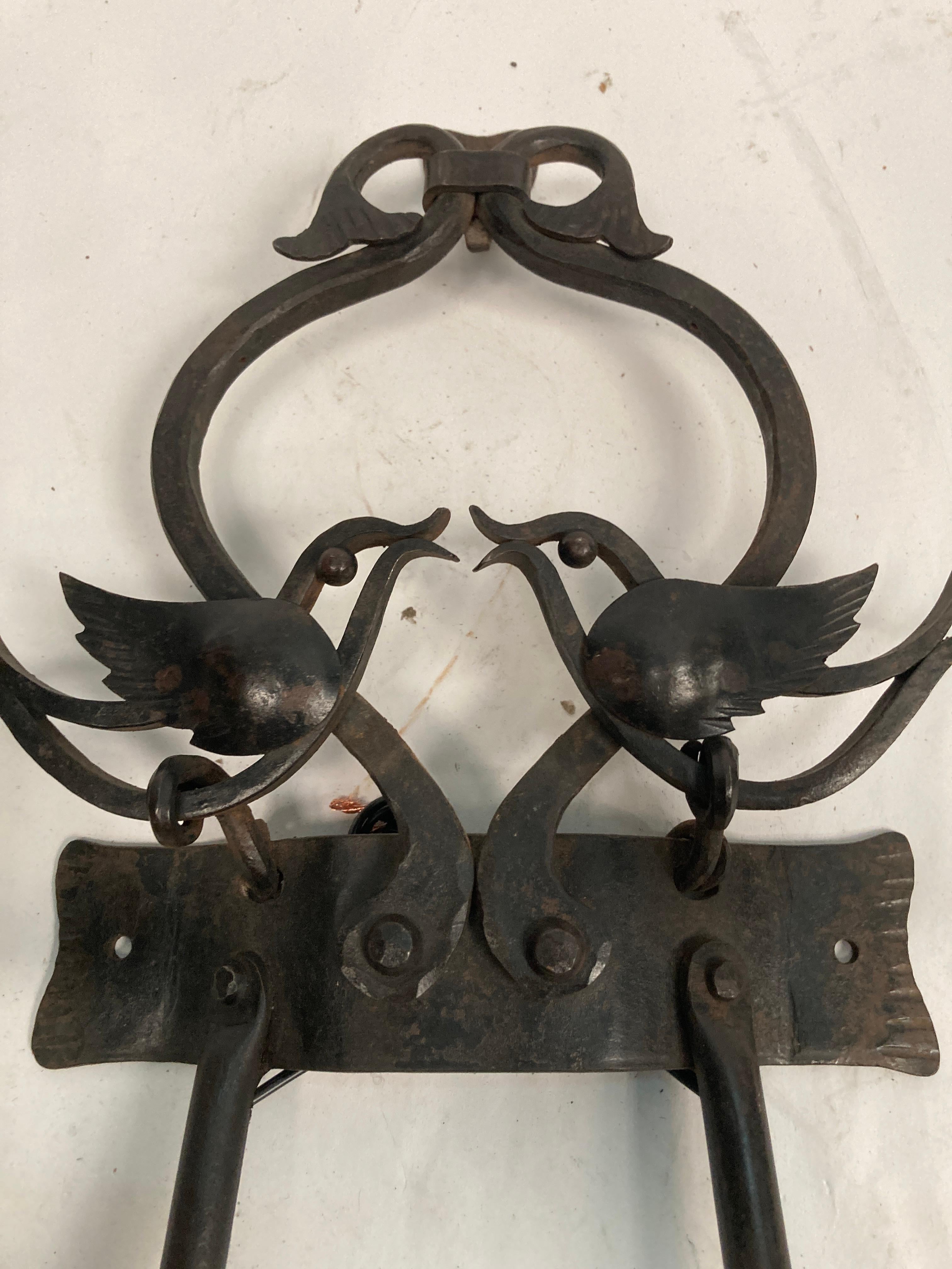 One of a kind pair of craftwork wall sconces  In Good Condition For Sale In Bois-Colombes, FR