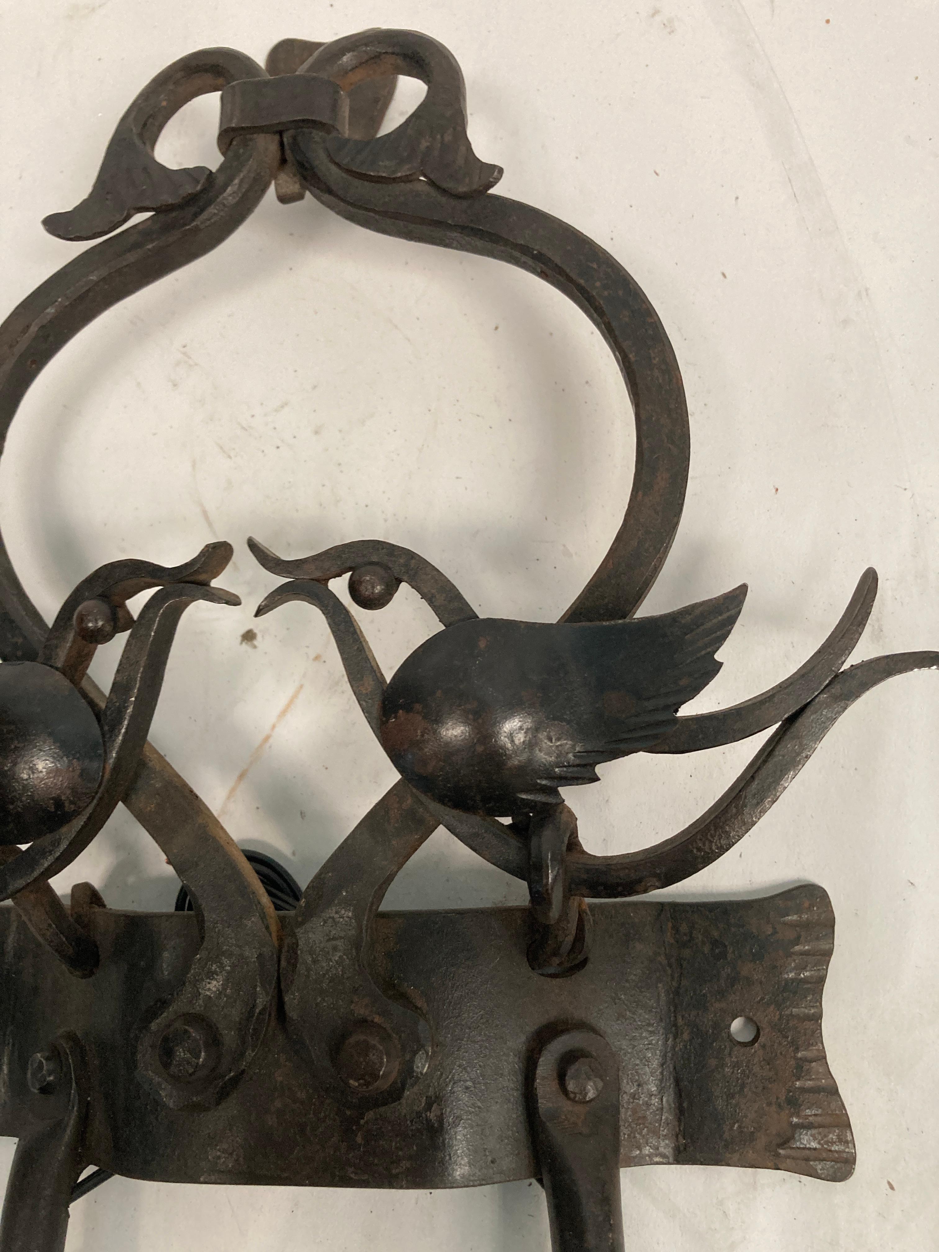 Mid-20th Century One of a kind pair of craftwork wall sconces  For Sale