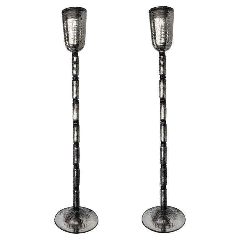 One of a Kind Pair of Italian Floor Lamps Signed on Base by Maestro Alberto Dona