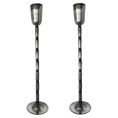 Einzigartiges Paar italienische Stehlampen, signiert auf Sockel von Maestro Alberto Dona