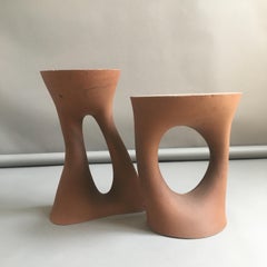 One of a Kind Pair of Terracotta Color Kreten Side Tables from Souda, in Stock