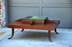 Einzigartiger Couchtisch aus patiniertem Stahl und Kacheln im Studio Art-Stil