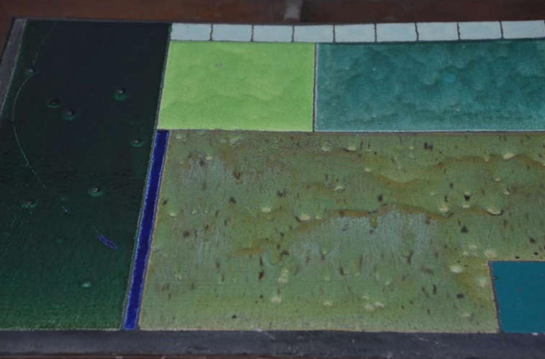 Acier ajouré Table basse unique en son genre en acier patiné et carreaux, de type Studio Art en vente