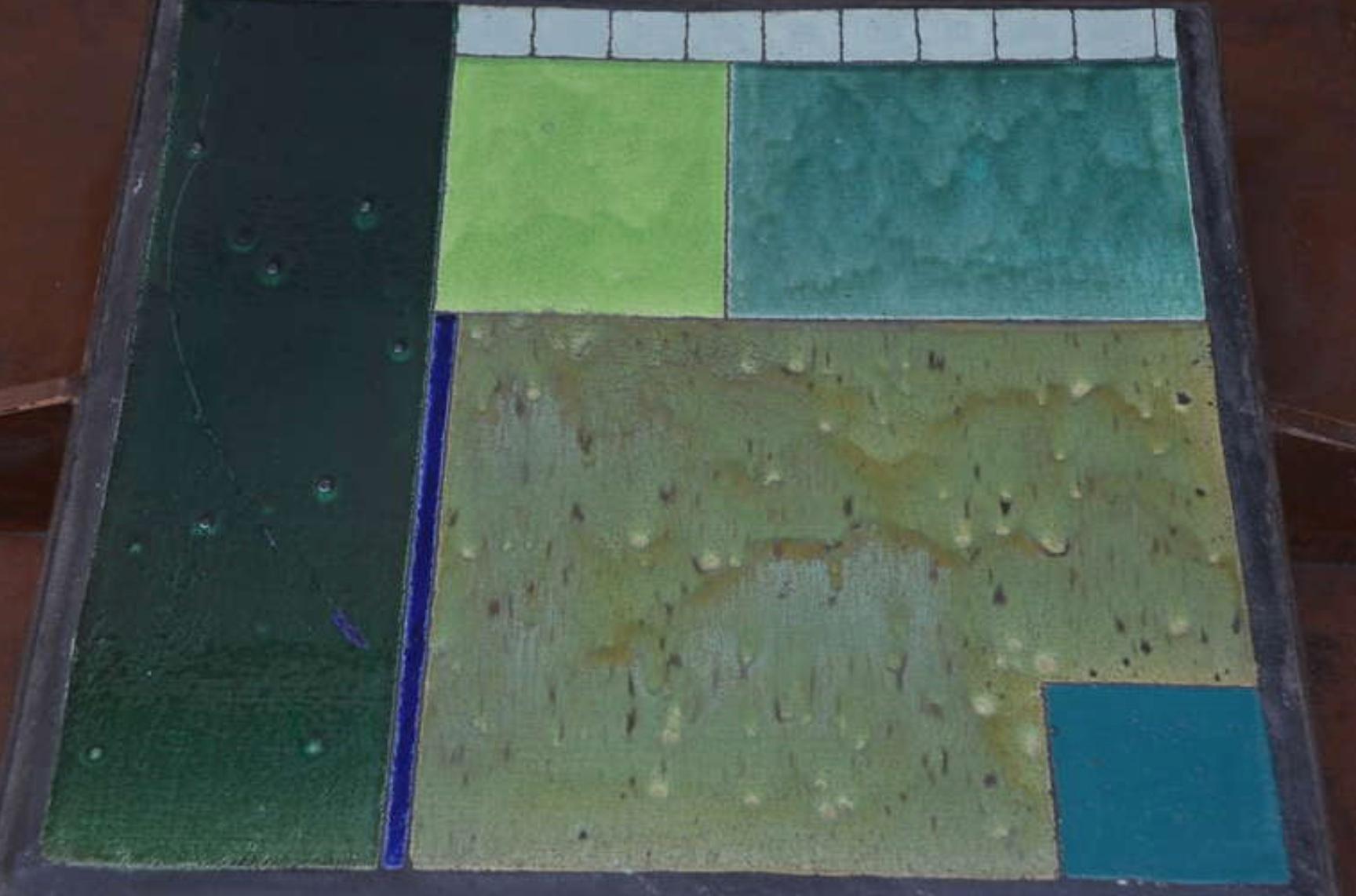 Table basse unique en son genre en acier patiné et carreaux, de type Studio Art en vente 1