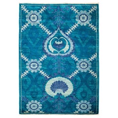 One-of-a-Kind Patterned and Floral Wool Hand Knotted Area Rug, Capri