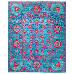 One-of-a-Kind Patterned and Floral Wool Hand Knotted Area Rug, Capri