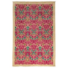 One of a Kind Patterned and Floral Wool Hand Knotted Area Rug, Multi