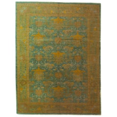 One-of-a-Kind Patterned and Floral Wool Hand Knotted Area Rug, Pear