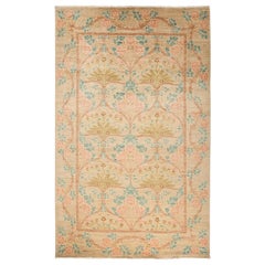 One of a Kind Patterned and Floral Wool Hand Knotted Area Rug, Sepia