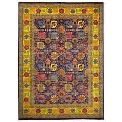 One-of-a-Kind Patterned and Floral Wool Handmade Area Rug, Amethyst
