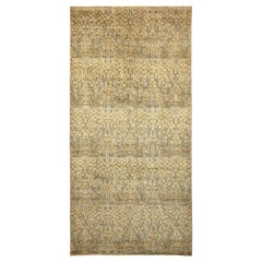 One-of-a-Kind Patterned and Floral Wool Handmade Area Rug, Bronze