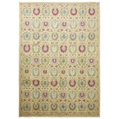 One-of-a-Kind Patterned and Floral Wool Handmade Area Rug, Multi
