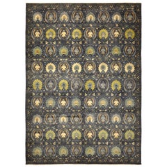 One-of-a-Kind Patterned and Floral Wool Handmade Area Rug, Shadow