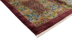 One-of-a-Kind Patterned and Floral Wool Hand Knotted Area Rug, Maroon