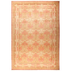 One-of-a-Kind Patterned and Floral Wool Handmade Area Rug, Apricot