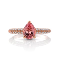 Laura Gallon 1.84ct Pear Malaya Garnet & Diamond Ring in 18K Rose Gold