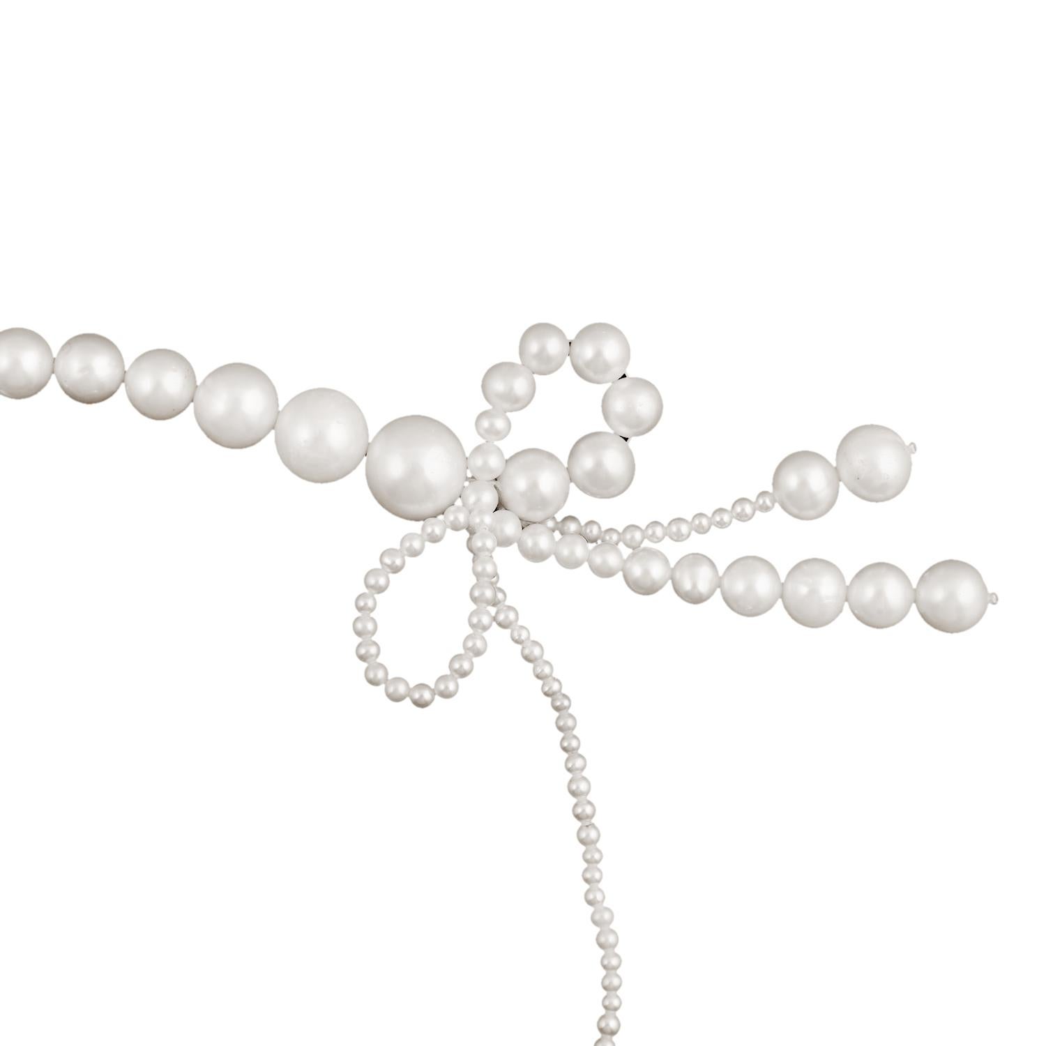 Art Deco One Of A Kind Pearl Thread Necklace Made In 18k White Gold For Sale